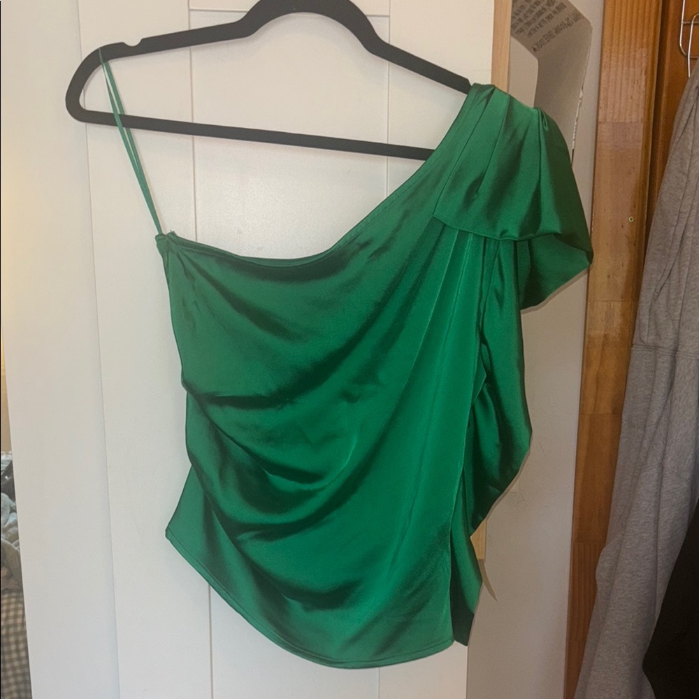 NWT Express Vibrant Green Asymmetrical Blouse